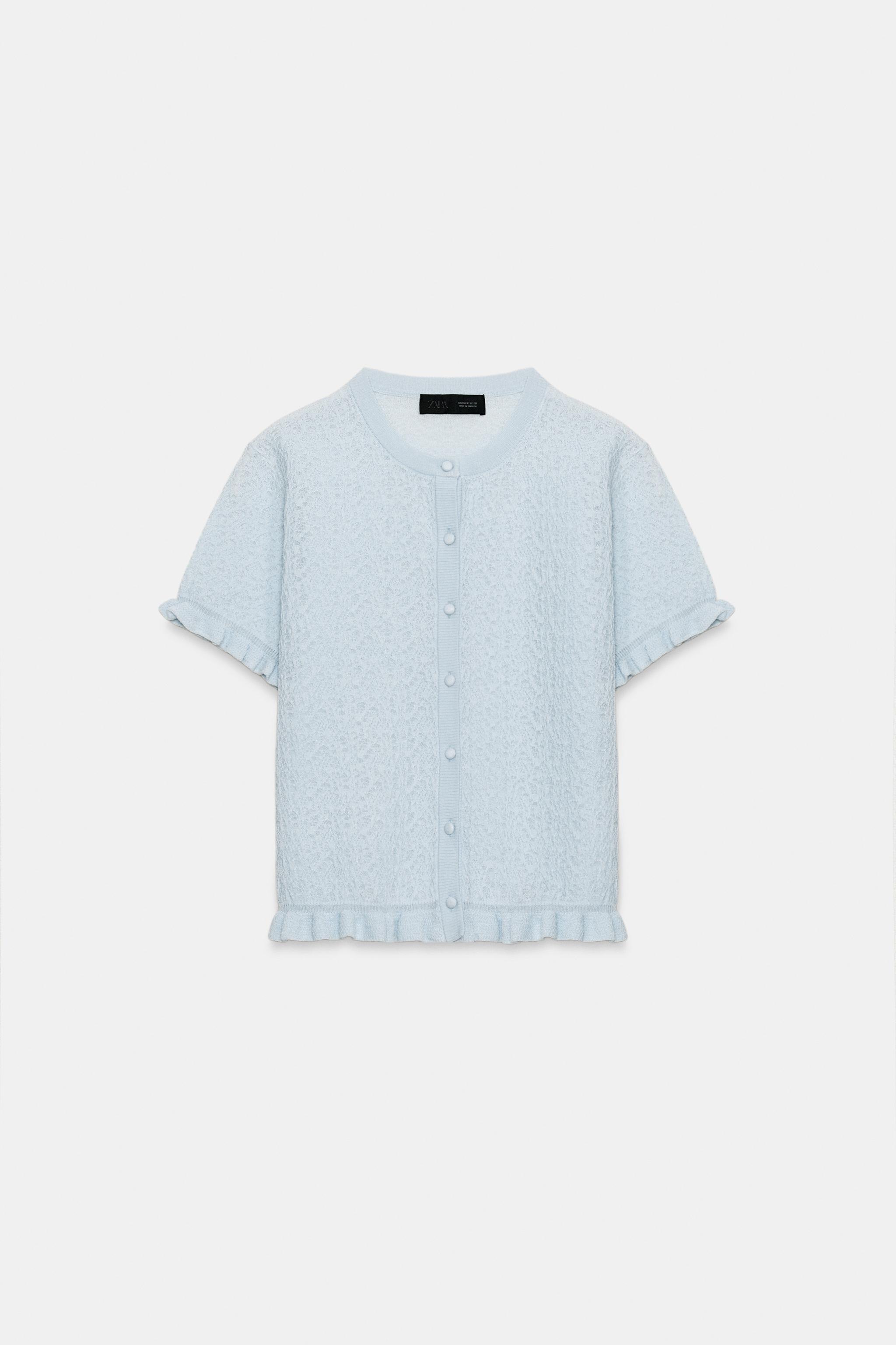 完売品 ZARAフリル付きテクスチャーニットカーディガンSサイズ新品タグ付き ZARA - 【新品タグ付き】ZARA フリルニットカーディガン Sの通販 by
