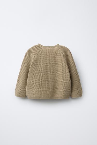 WAFFLE-KNIT HENLEY JUMPER - Greenish by Zara - Image 1