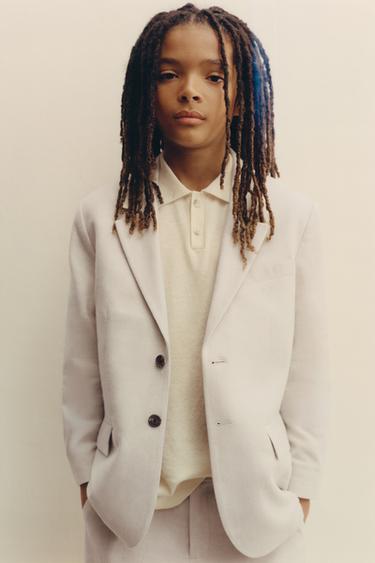 COTTON AND LINEN SUIT BLAZER - Ecru by Zara