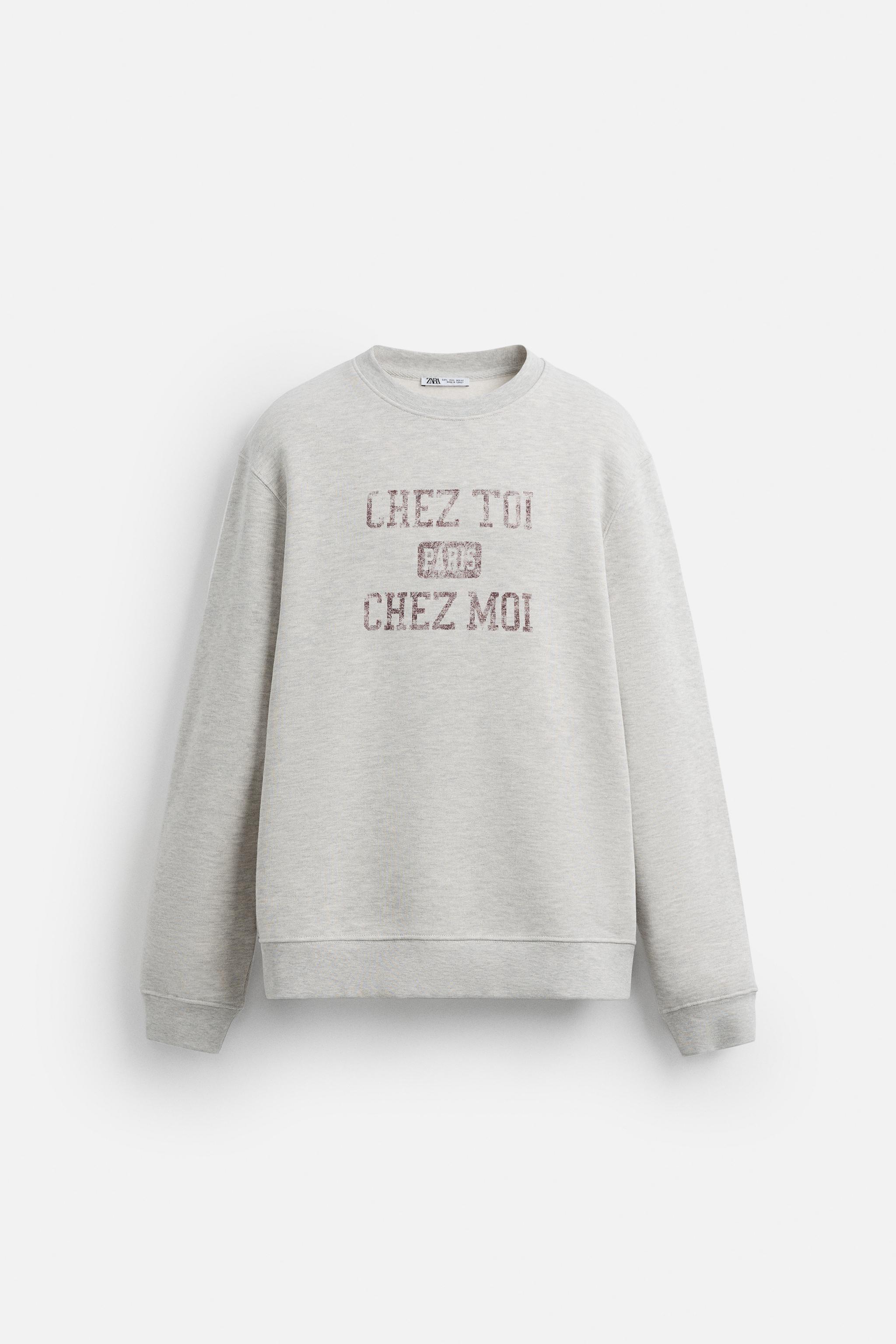 PRINTED TEXT SWEATSHIRT - Gray marl | ZARA United States PRINTED TEXT SWEATSHIRT - Gray marl | ZARA United States