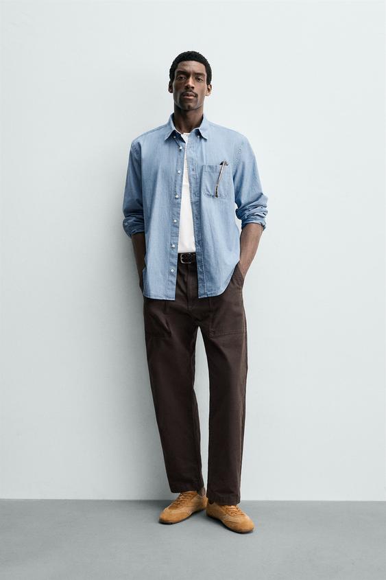 CAMISA REGULAR FIT CHAMBRAY - Índigo de Zara - Imagen 0
