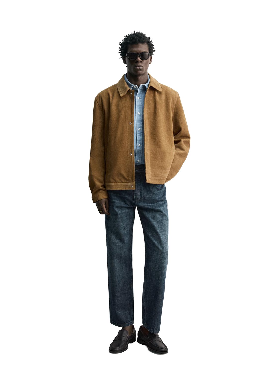 ZARA REGULAR FIT SUEDE LEATHER OVERSHIRT