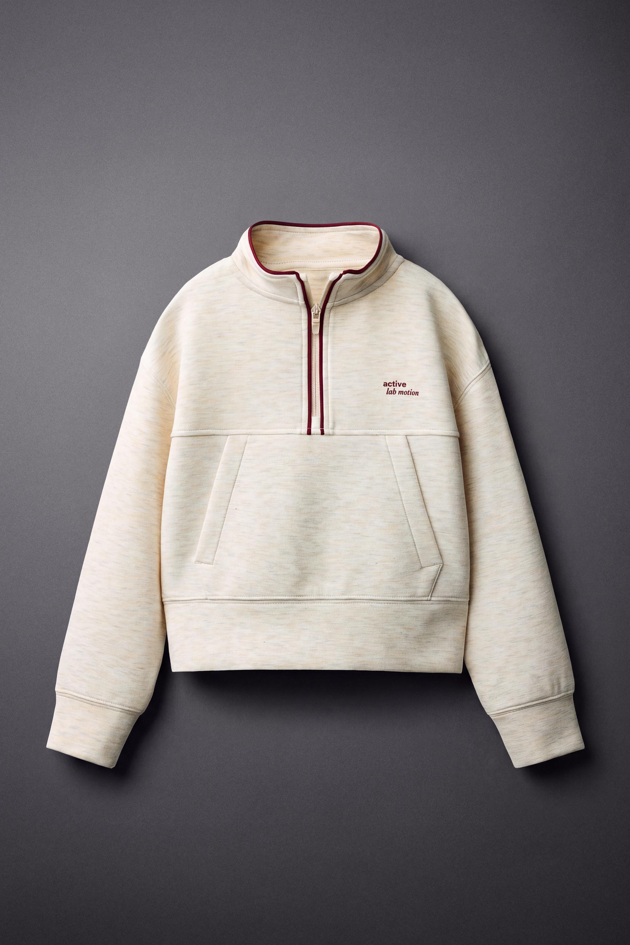 SPORTY CONTRAST PIPING SWEATSHIRT — Sand / Marl