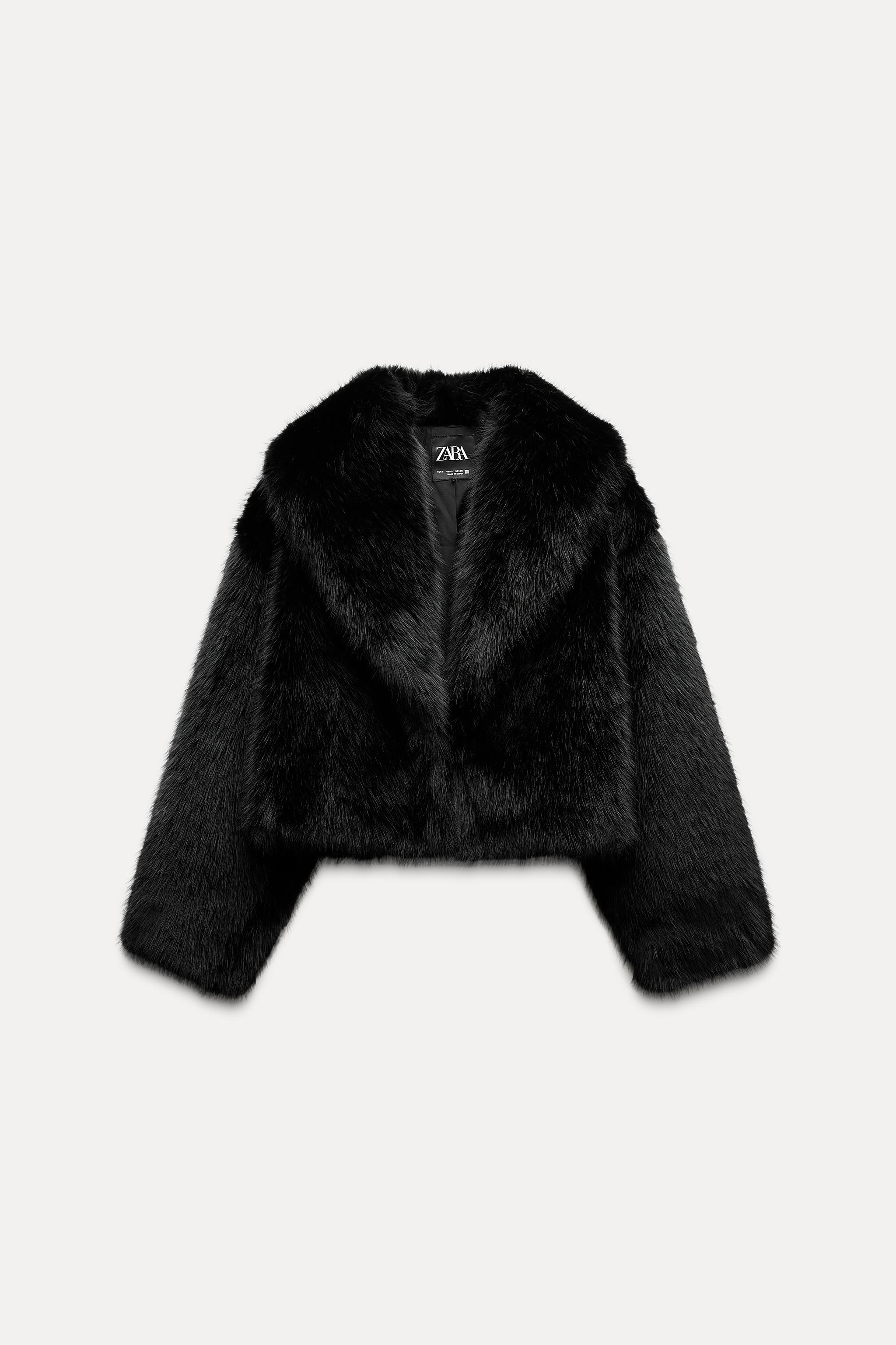 Black zara jacket with fur on sale