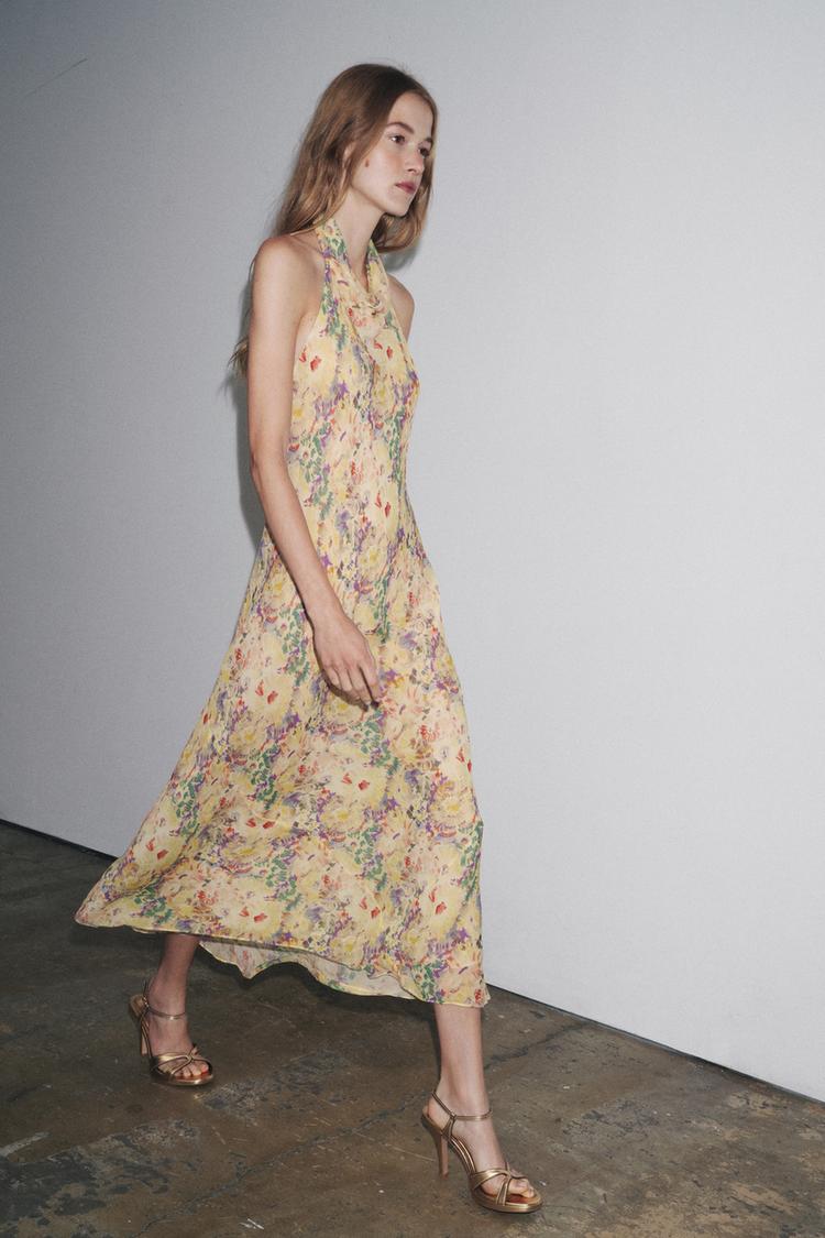 Blue Dress Vestidos Satn Zara Vestidos Ibicencos Vestidos Faldas Boho  Zara Zara Floral Maxi