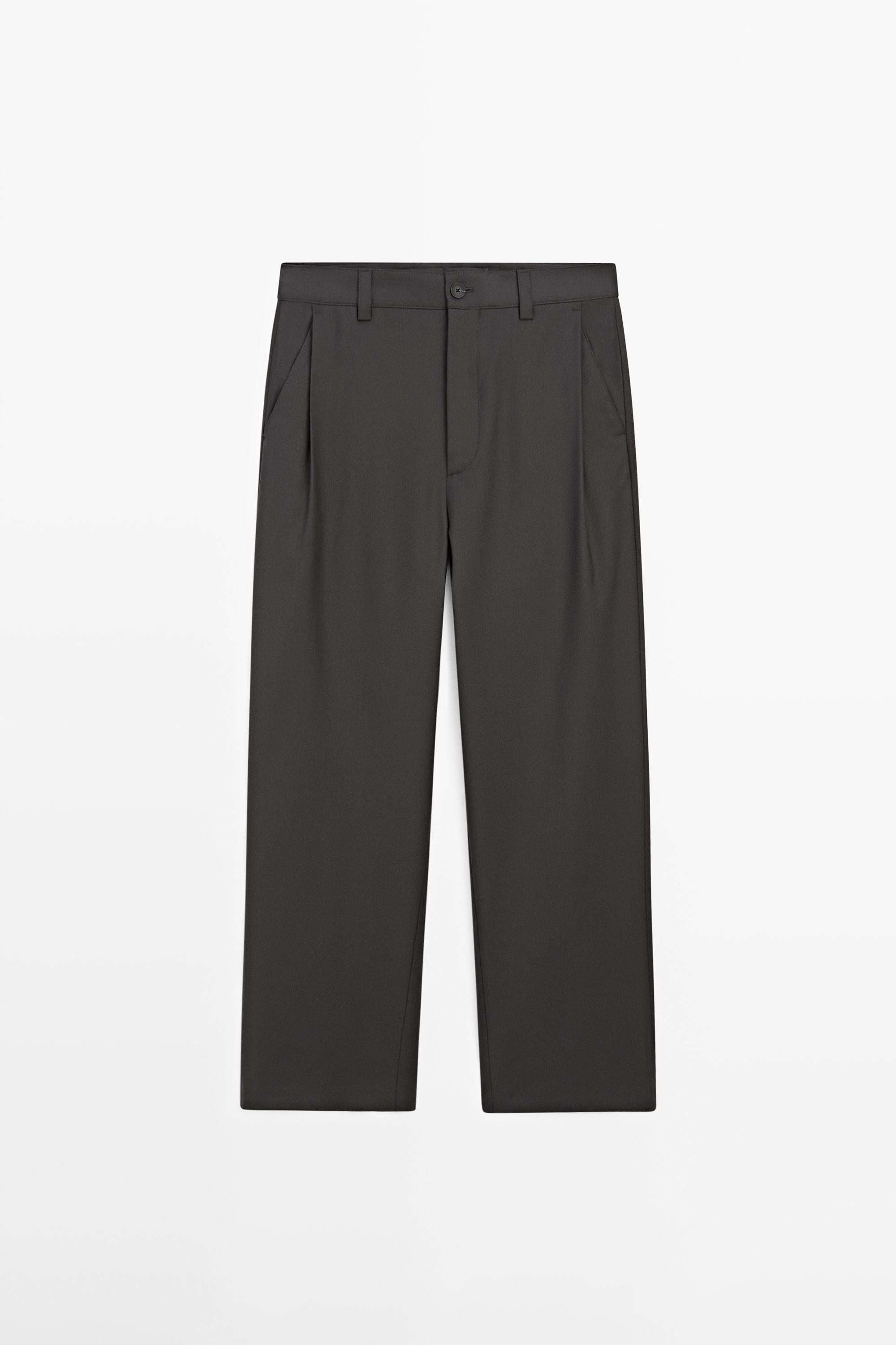 Relaxed fit wool blend trousers — Steel