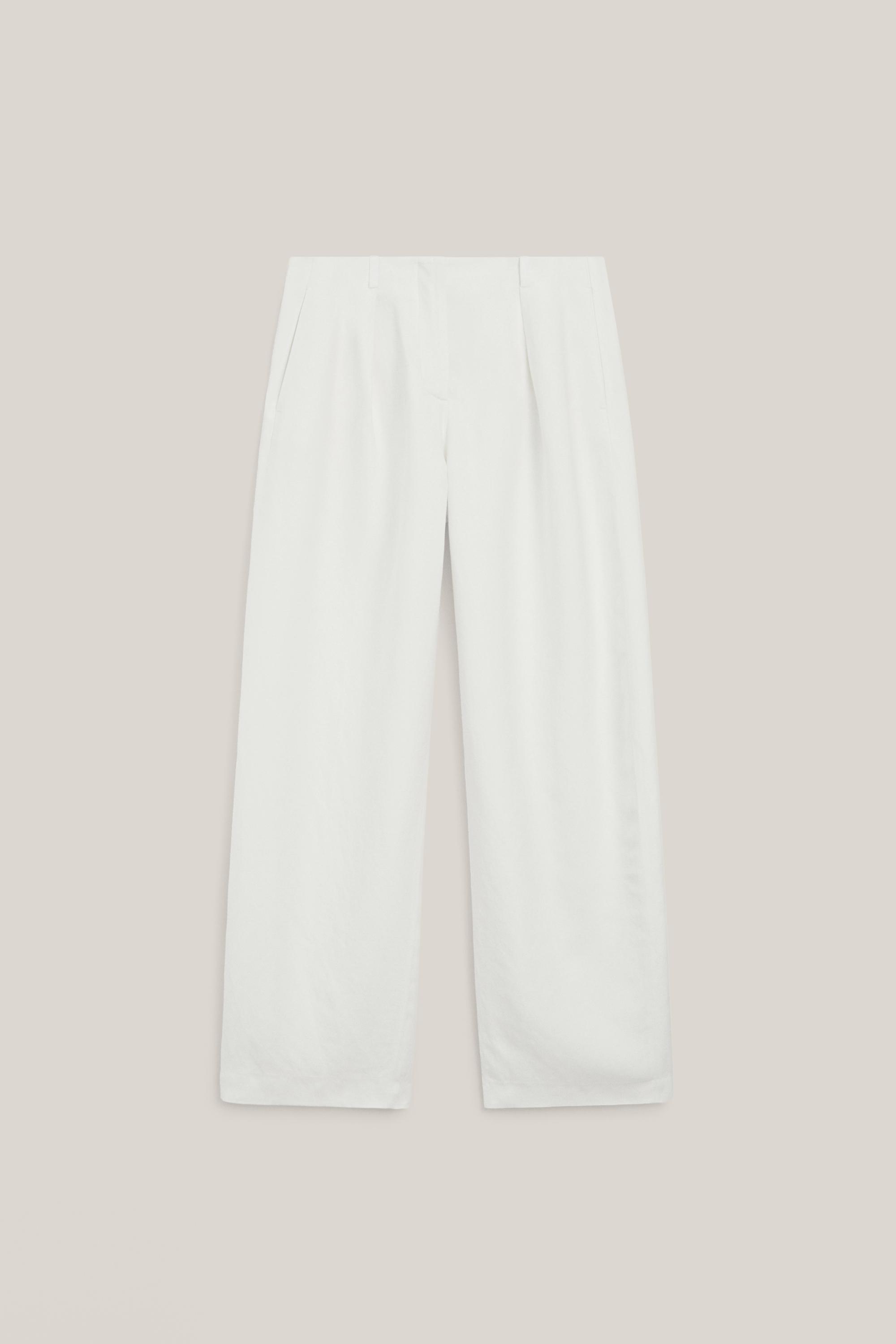 Flowing linen blend trousers with darts - LIMITED EDITION