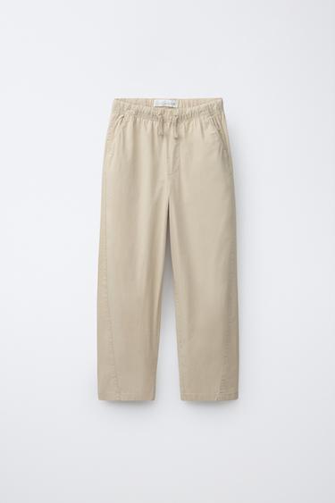 STRAIGHT POPLIN TROUSERS - Beige by Zara