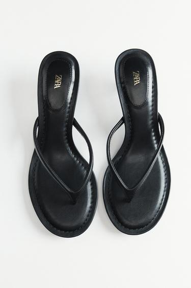 KITTEN-HEEL SANDALS - Black by Zara