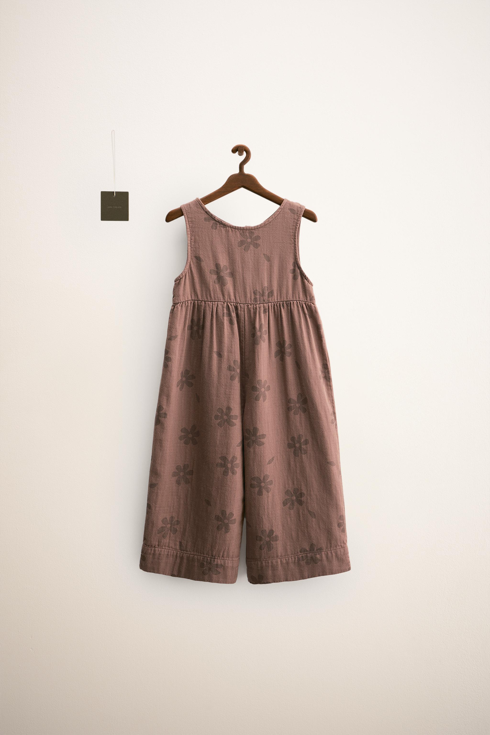 ZARAジャンプスーツ⭐︎116㎝ ZARA TIMELESS - フラワープリントジャンプスーツ - ブラウン