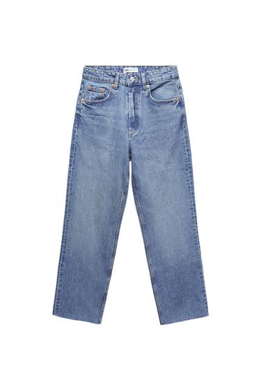 HI-RISE STRAIGHT-LEG JEANS WITH RIPS