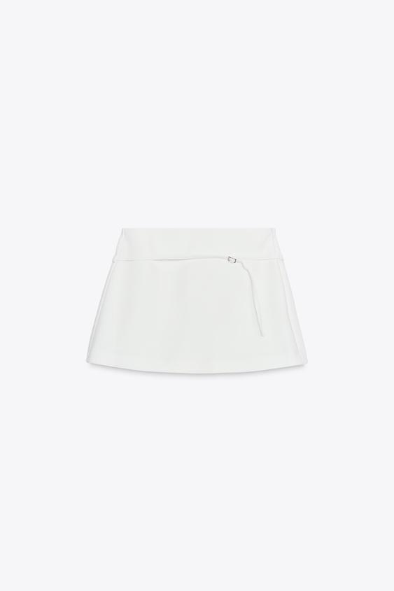 FALDA PANTALÓN CINTURÓN - Blanco de Zara - Imagen 0