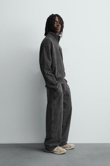 WASHED RELAXED FIT JOGGER TROUSERS - Dark grey by Zara