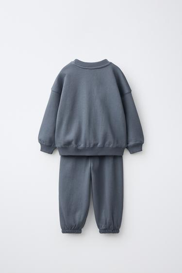 TEXT SWEATSHIRT AND JOGGER PANTS SET — Blue / Steel 2