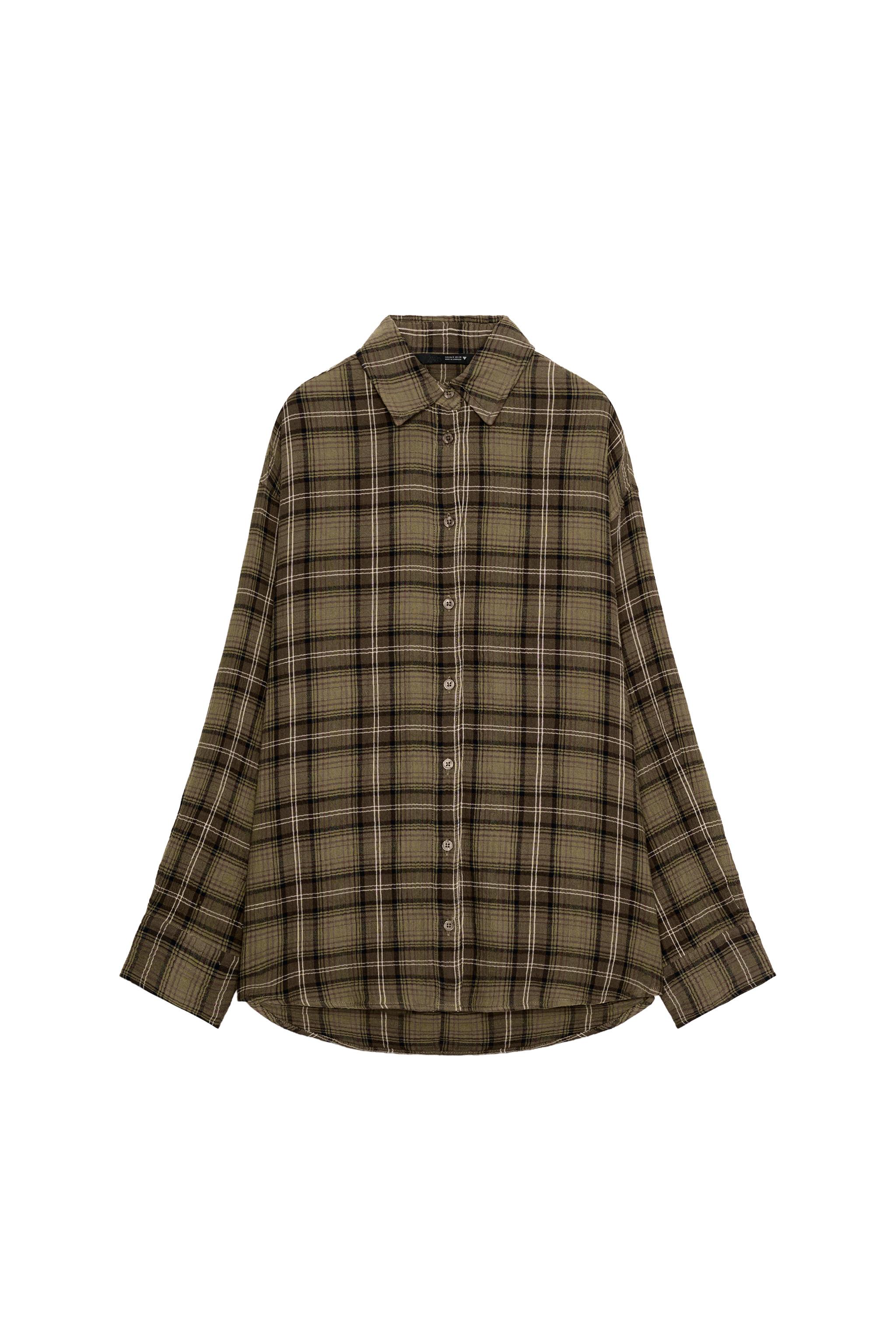 オーバーサイズチェック柄シャツ - ライトブラウン | ZARA Japan / 日本