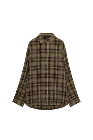 CAMISA OVERSIZE XADREZ - Marrom-claro da Zara