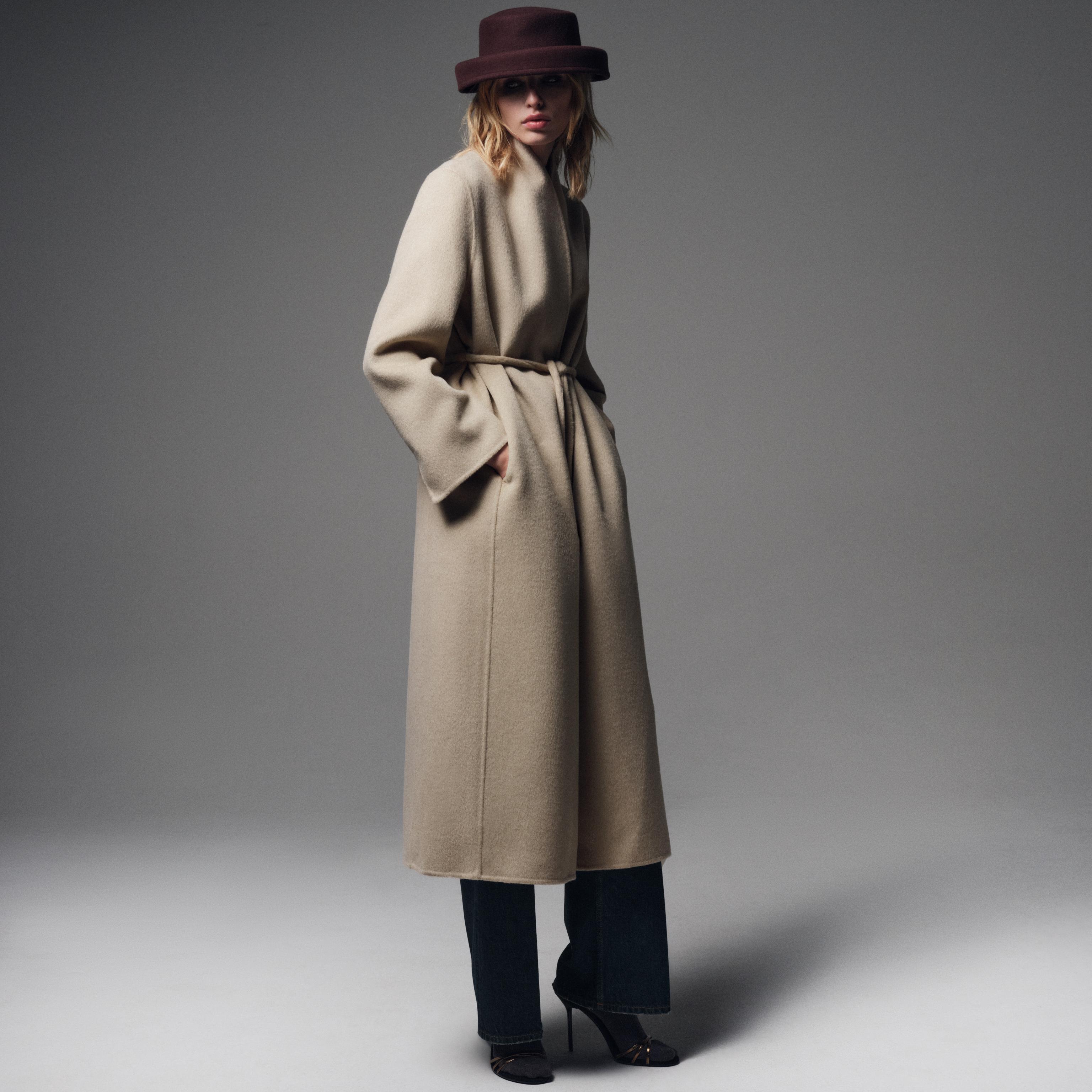 Zw Collection Belted Wool-Blend Coat by Zara