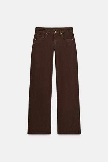 TRF WIDE-LEG LOW-RISE JEANS - Chocolate by Zara