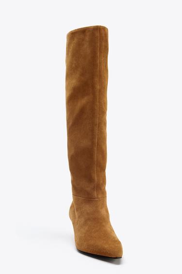 SUEDE HEELED BOOTS - Brown by Zara - Image 5