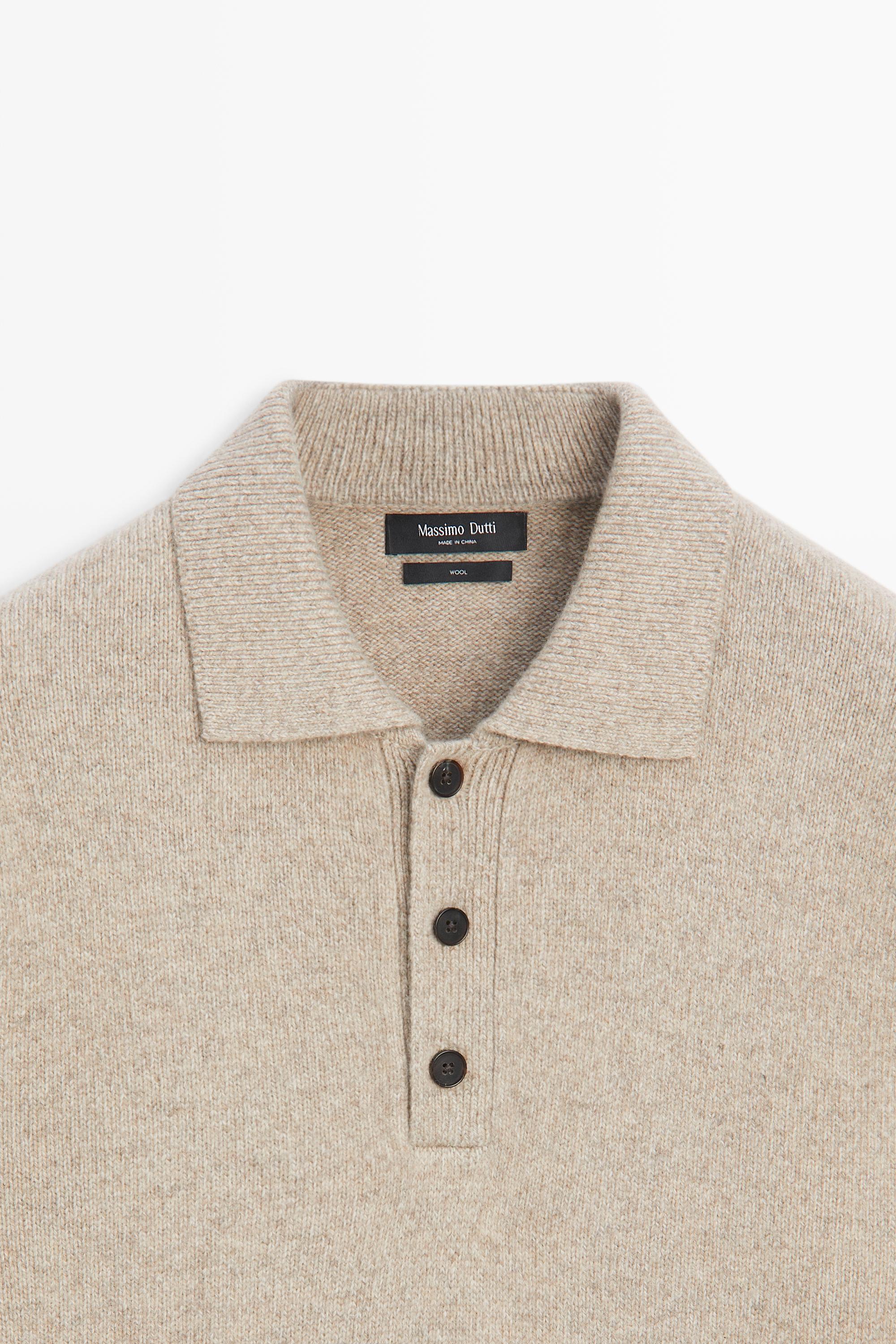 100% wool knit polo sweater