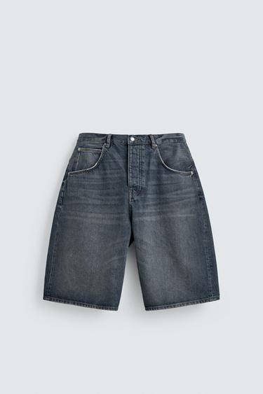 BAGGY FIT DENIM BERMUDA SHORTS - Blue by Zara