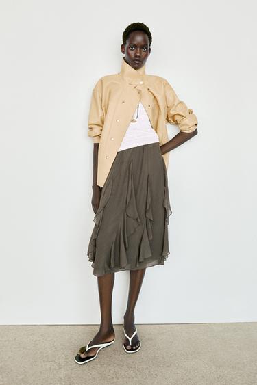 Chemise en cuir nappa - Jaune de Zara