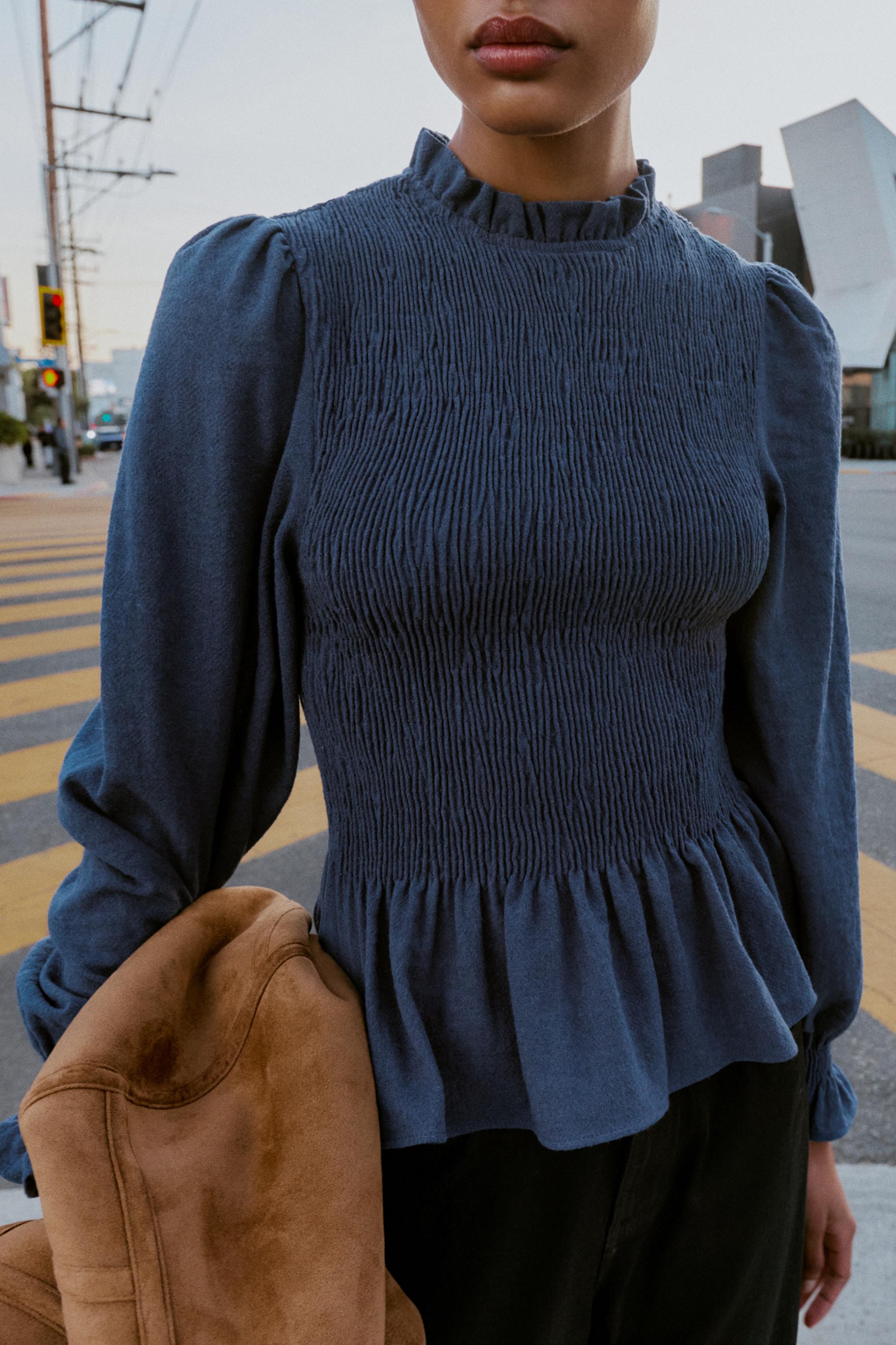 SMOCKED SHIRT - Blue | ZARA United Kingdom
