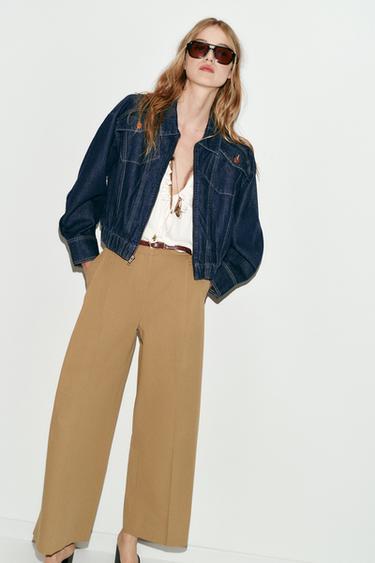 Zara BELTED PLEATED PANTS - taupe brown