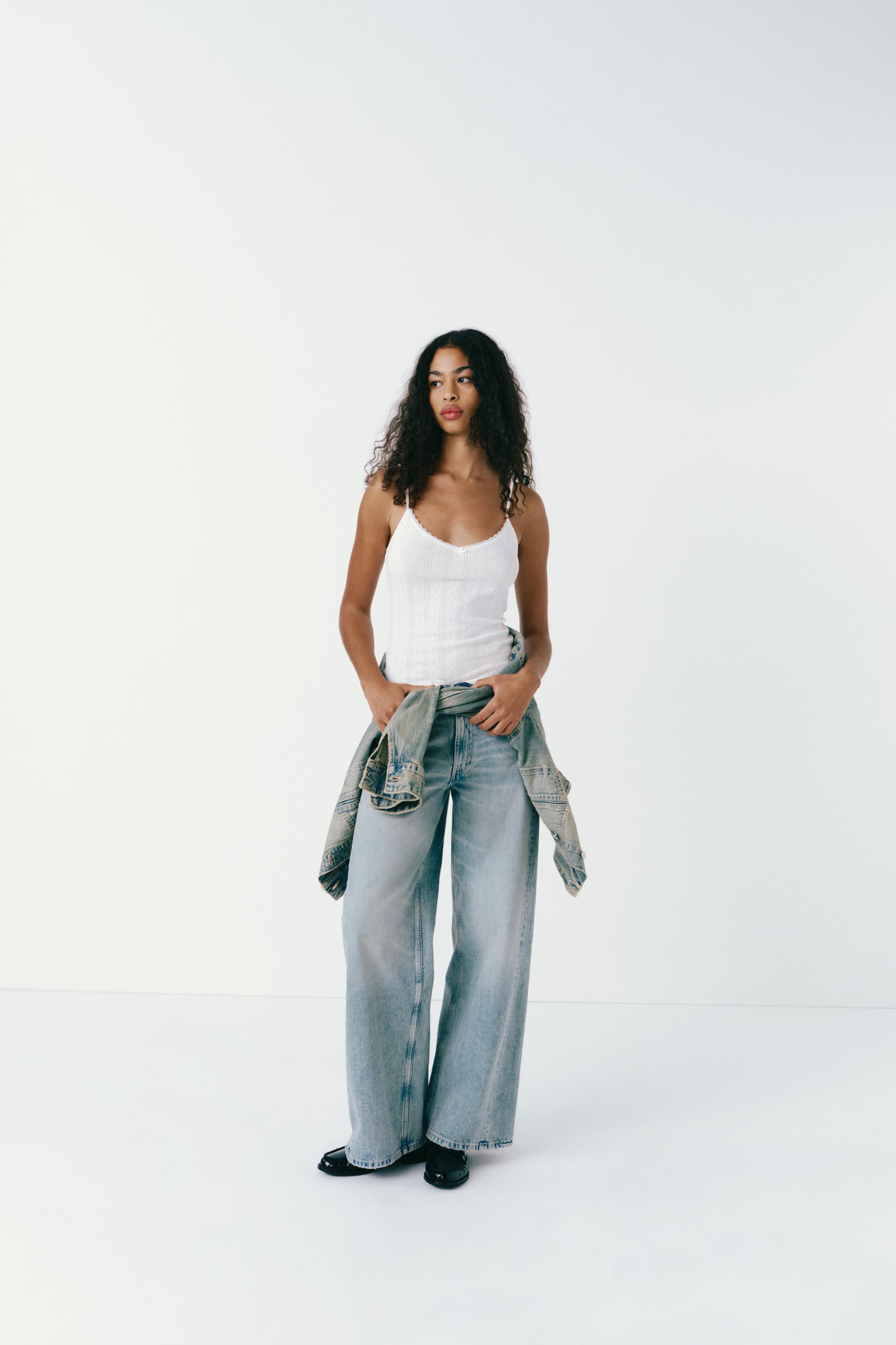 TRF MID WAIST WIDE LEG JEANS