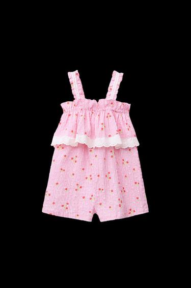 KURZER OVERALL MIT BLUMEN - Rosa von Zara - Bild 0