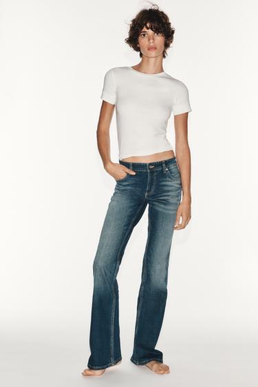Zara TRF LOW-RISE BOOTCUT JEANS - Blue