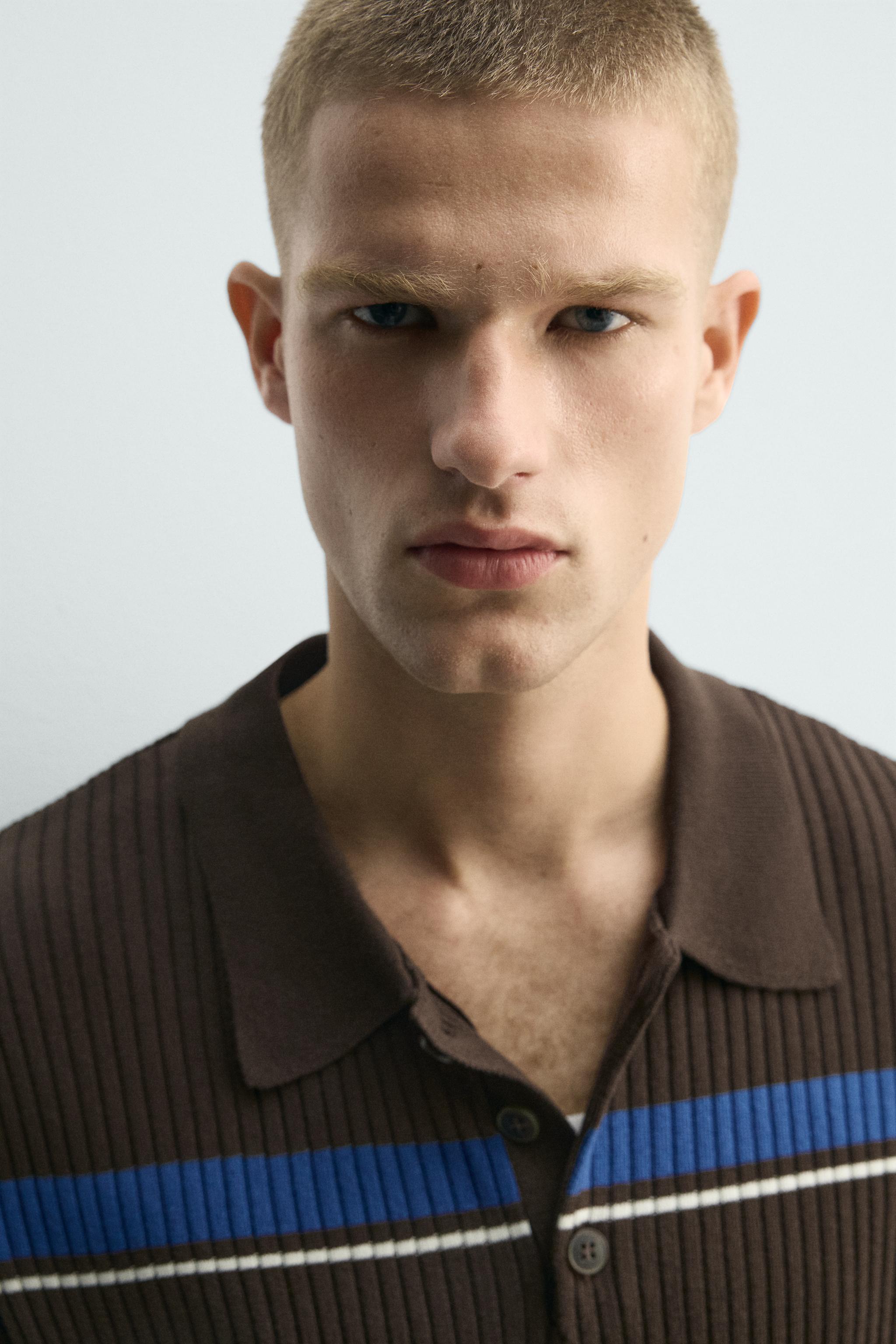 POLO EN MAILLE JACQUARD À RAYURES