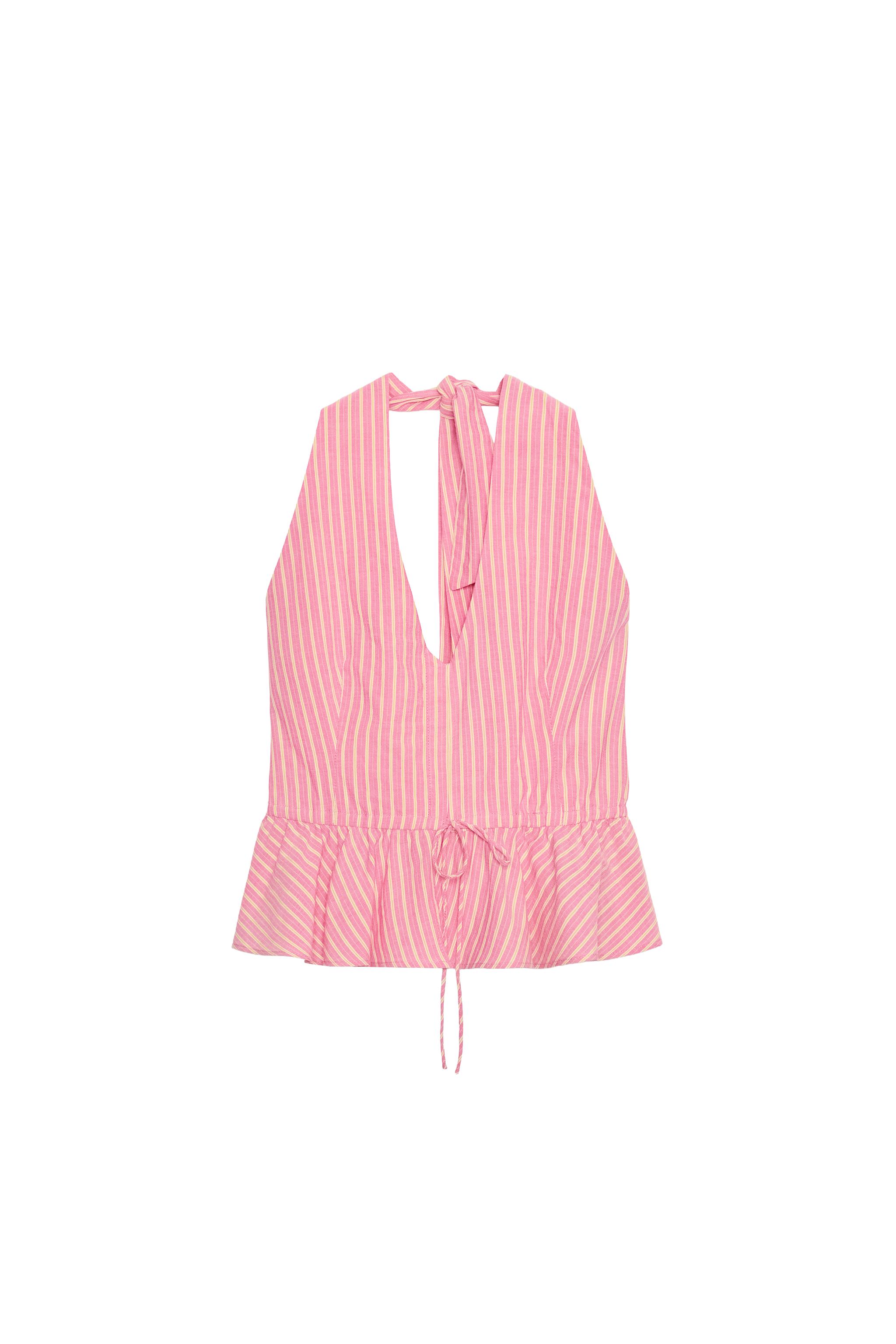STRIPED PEPLUM TOP