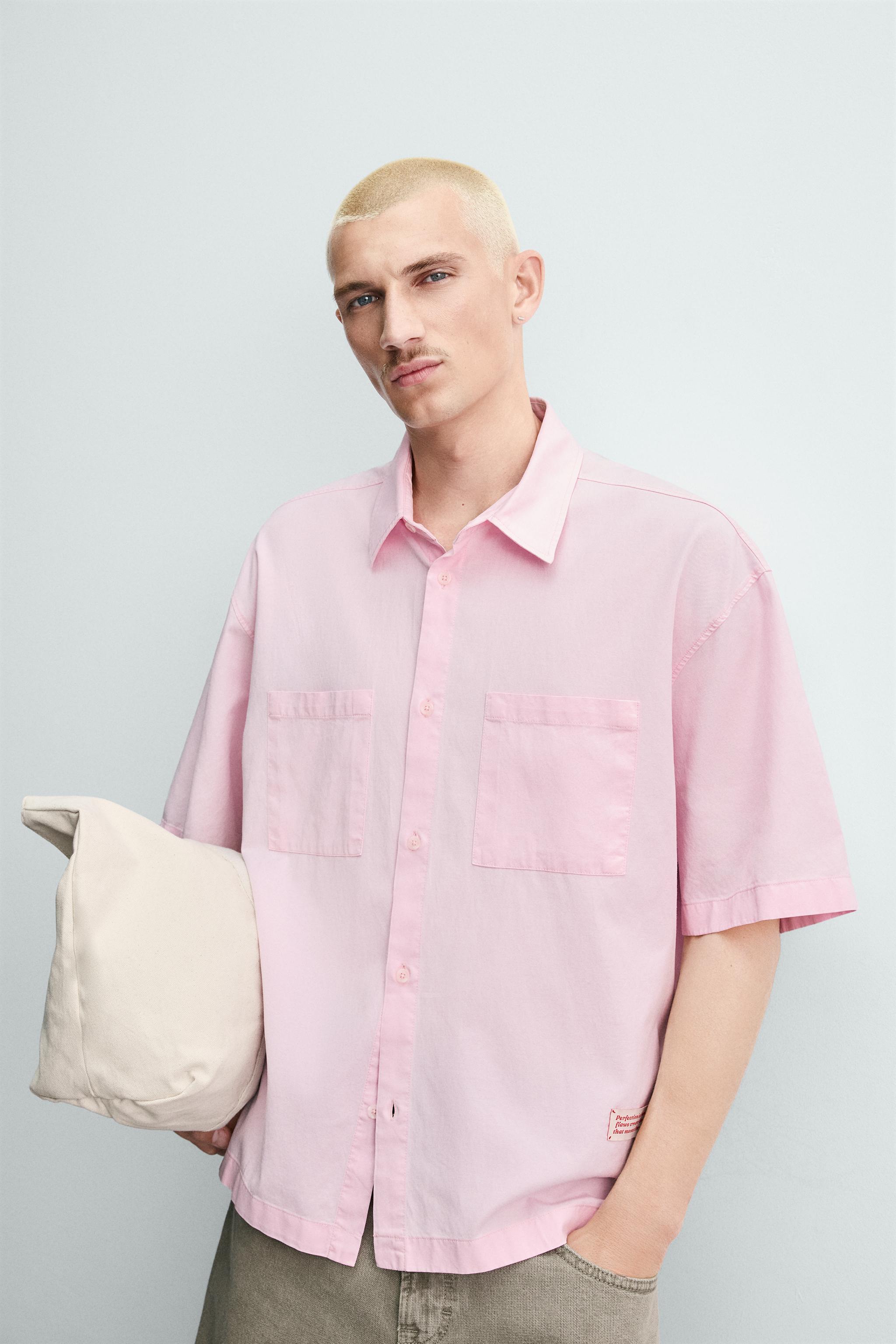 ボクシーフィット テキストプリントシャツ - ピンク | ZARA Japan / 日本