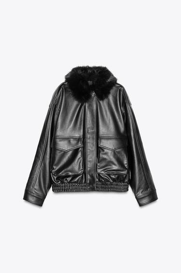 JACKET WITH DETACHABLE FAUX FUR COLLAR - Black by Zara - Image 0