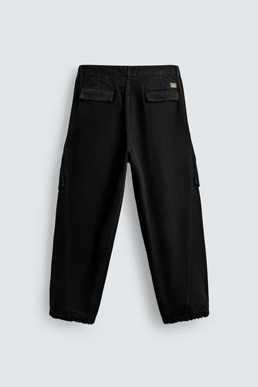 RELAXED FIT CARGO TROUSERS - Black by Zara - Image 7