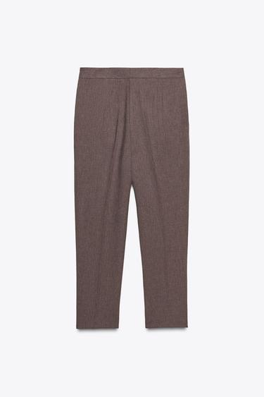 BUTTONED HEM TROUSERS - Brown by Zara - Image 7