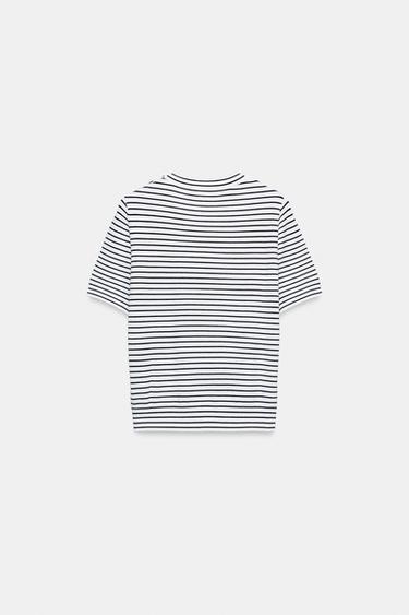 JERSEY PUNTO RAYAS MANGA CORTA - rayas de Zara