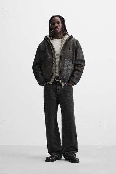 LEDERJACKE MIT KAPUZE - Braun von Zara - Bild 0