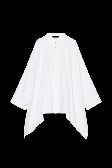 ZW COLLECTION LINEN CAPE SHIRT - White by Zara - Image 0