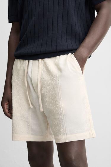 JACQUARD TEXTURED BERMUDA SHORTS - Oyster-white by Zara