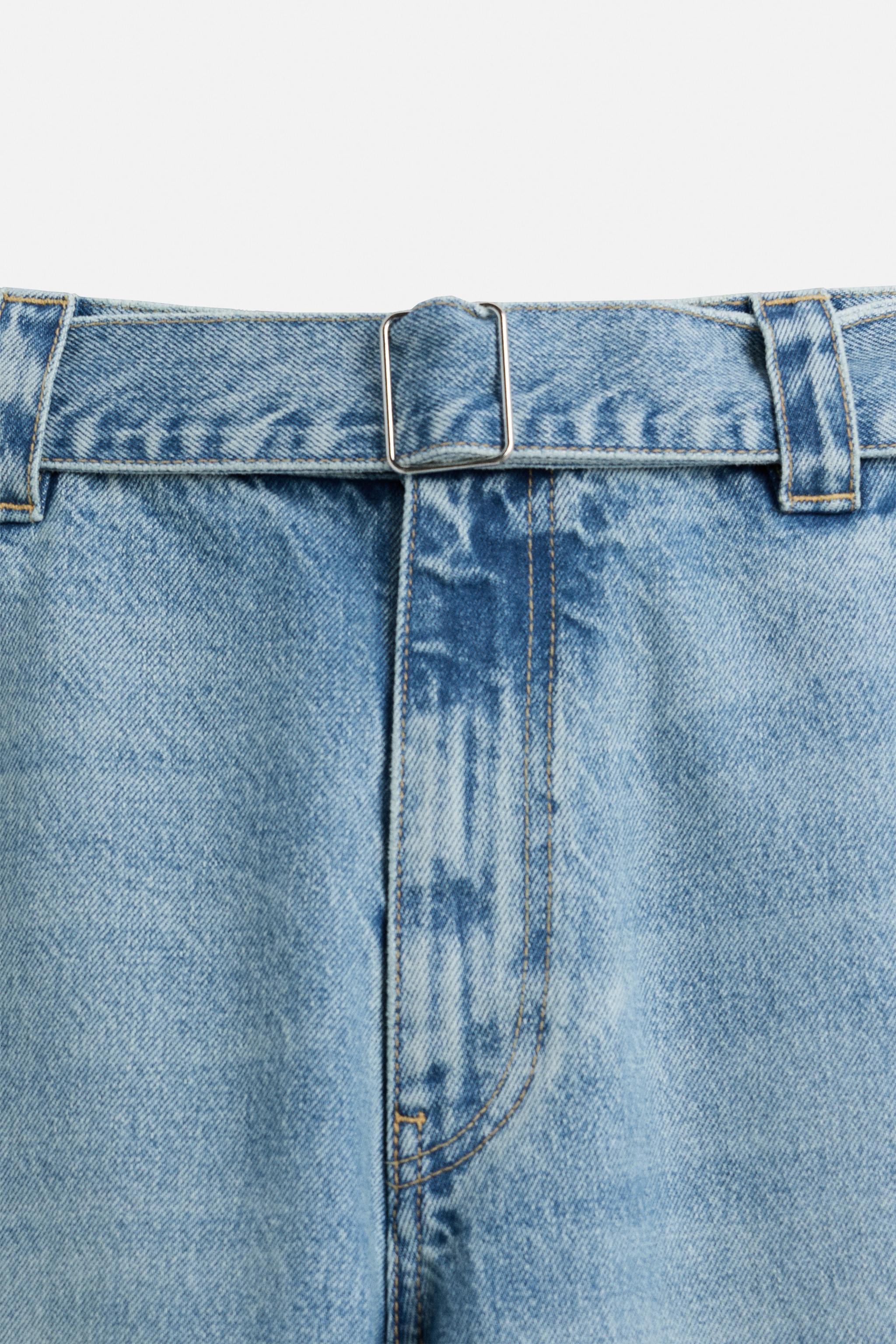BELTED RELAXED FIT JEANS - Gray | ZARA United States