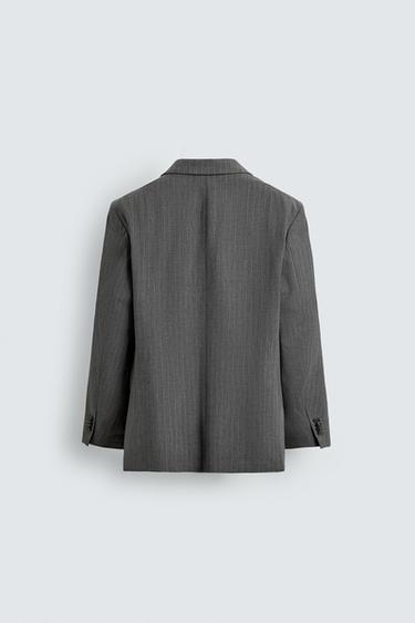 PINSTRIPE WOOL BLEND SUIT BLAZER - Grey by Zara - Image 7