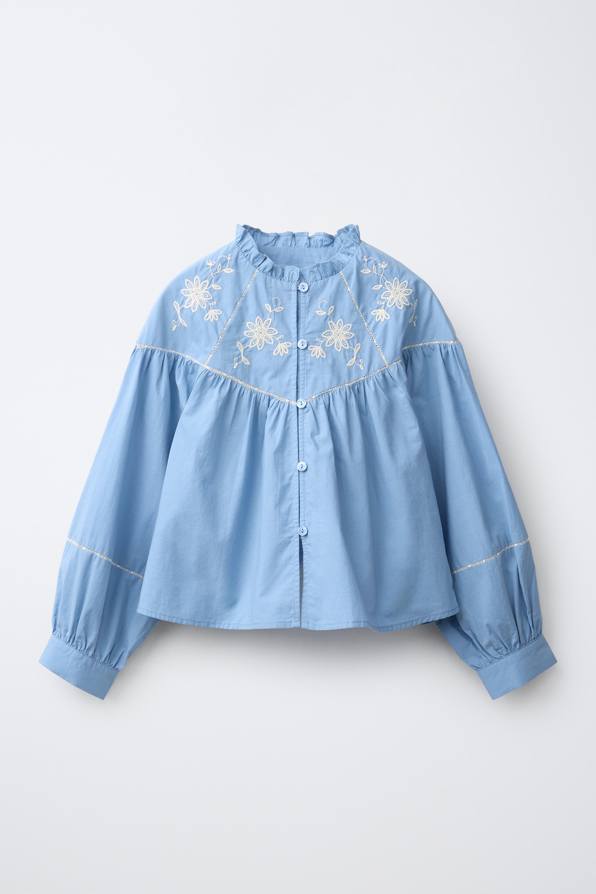 Детские рубашки Zara EMBROIDERED ROMANTIC SHIRT — фото 2