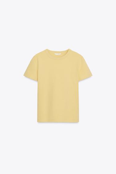 SHORT SLEEVE INTERLOCK T-SHIRT - Vanilla by Zara