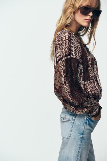 BEADED BLOUSE WITH METALLIC THREAD PRINT - Multicoloured by Zara - Image 2