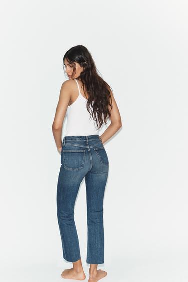 TRF HIGH-WAIST CROPPED FLARE JEANS - Blue by Zara - Image 3