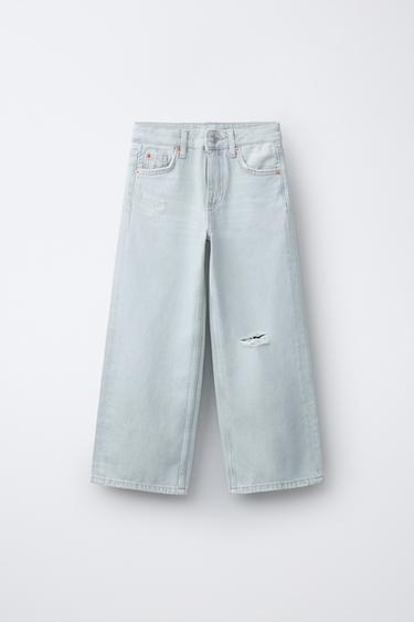 RIPPED WIDE-LEG JEANS - Light blue by Zara - Image 0