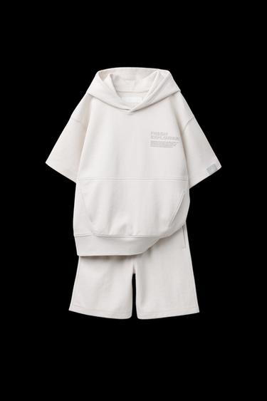 CONJUNTO SUDADERA Y BERMUDA INTERLOCK - Crudo de Zara - Imagen 0