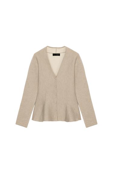 جاكيت محاك بتصميم بيبلوم - بيج الخاص بـ Zara